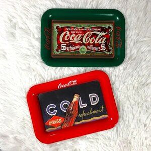 NWOT Set of 2 Vintage Coca-Cola Small Tin Trays
